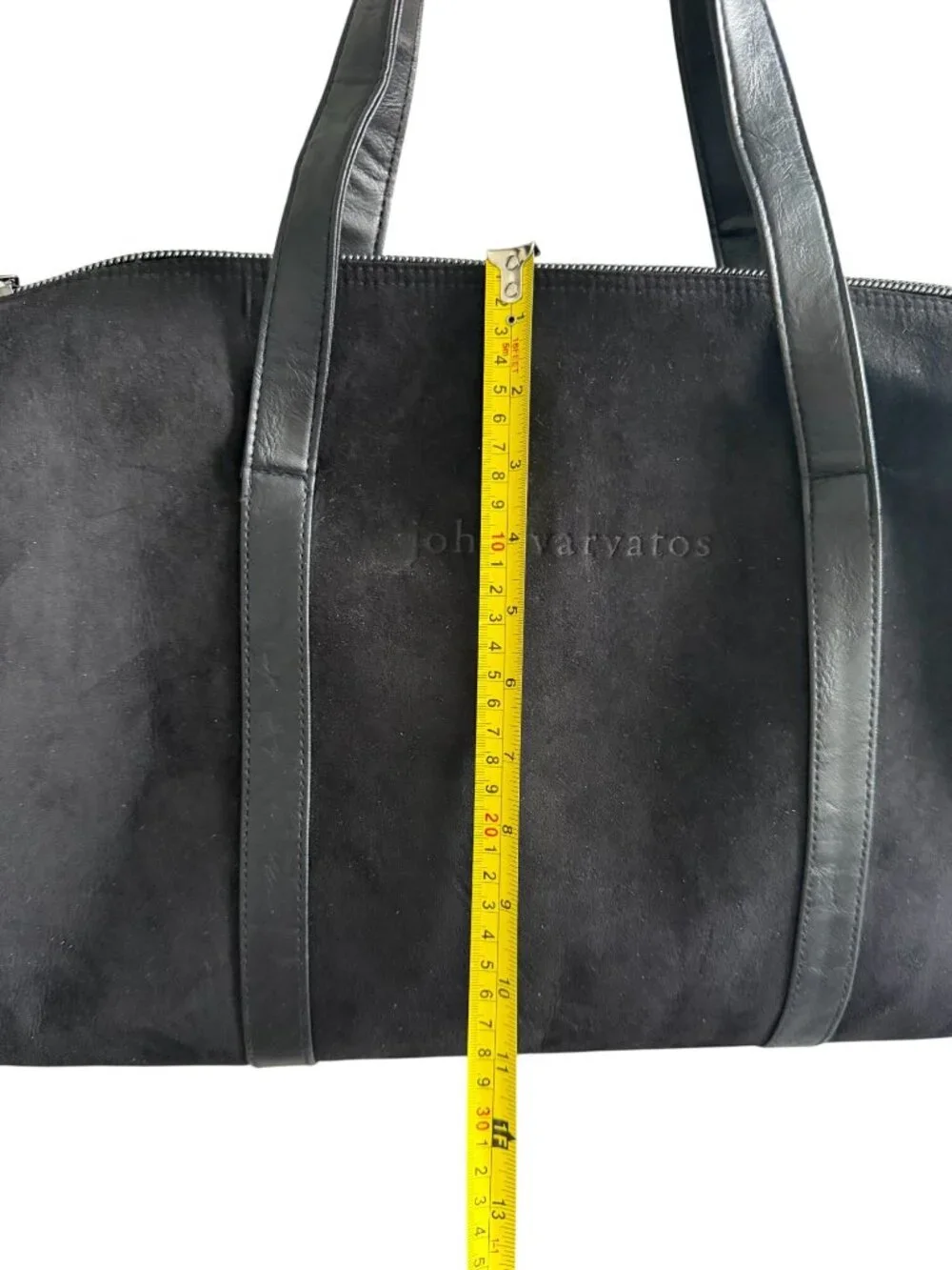 JOHN VARVATOS Black Synthetic Suede Small Duffle Bag NEW NWOT